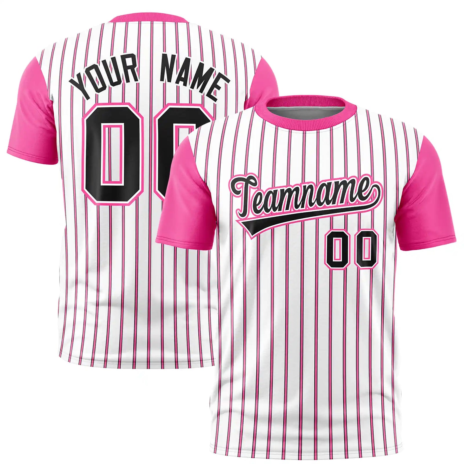 Custom White Black-Pink Pinstripe Pattern Design Performance T-Shirt