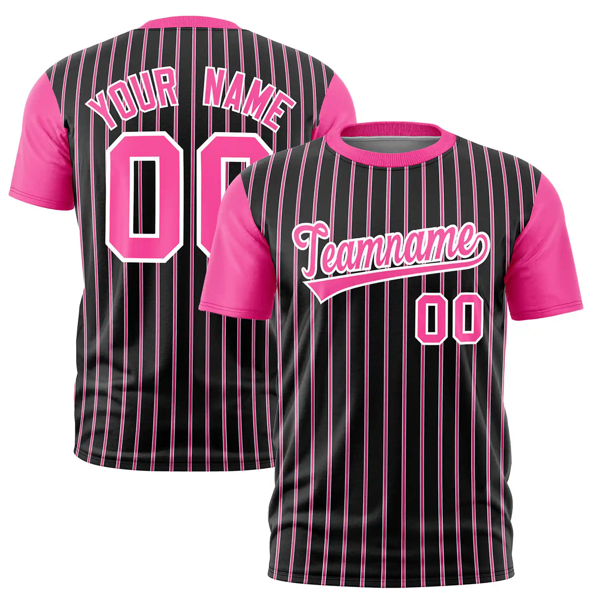 Custom Black White-Pink Pinstripe Pattern Design Performance T-Shirt