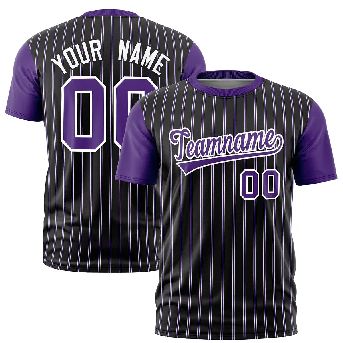 Custom Black White-Purple Pinstripe Pattern Design Performance T-Shirt