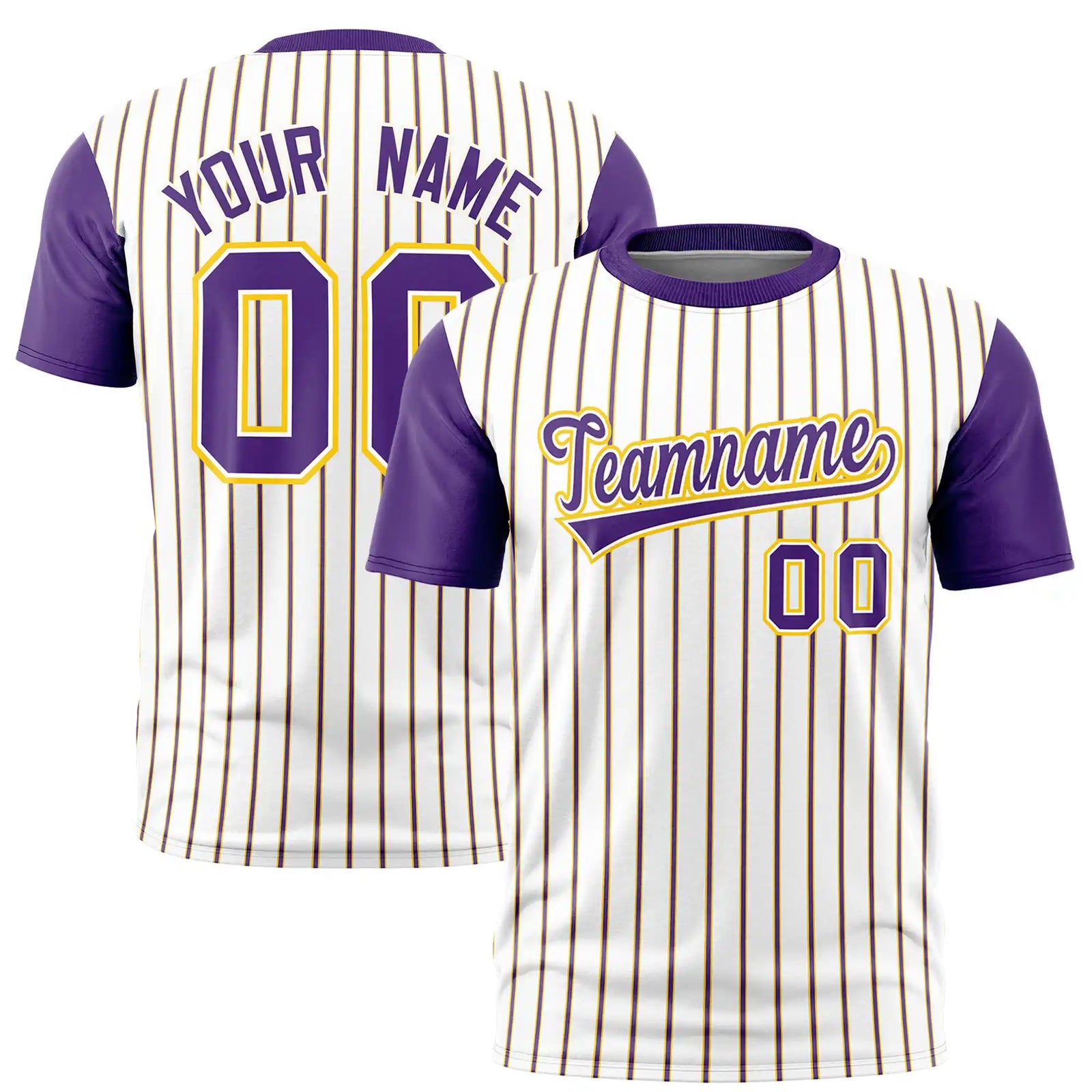 Custom White Gold01-Purple Pinstripe Pattern Design Performance T-Shirt