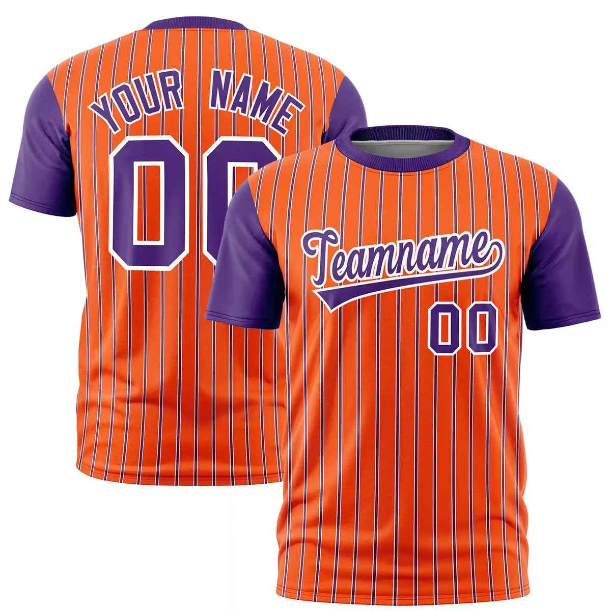 Custom Orange White-Purple Pinstripe Pattern Design Performance T-Shirt