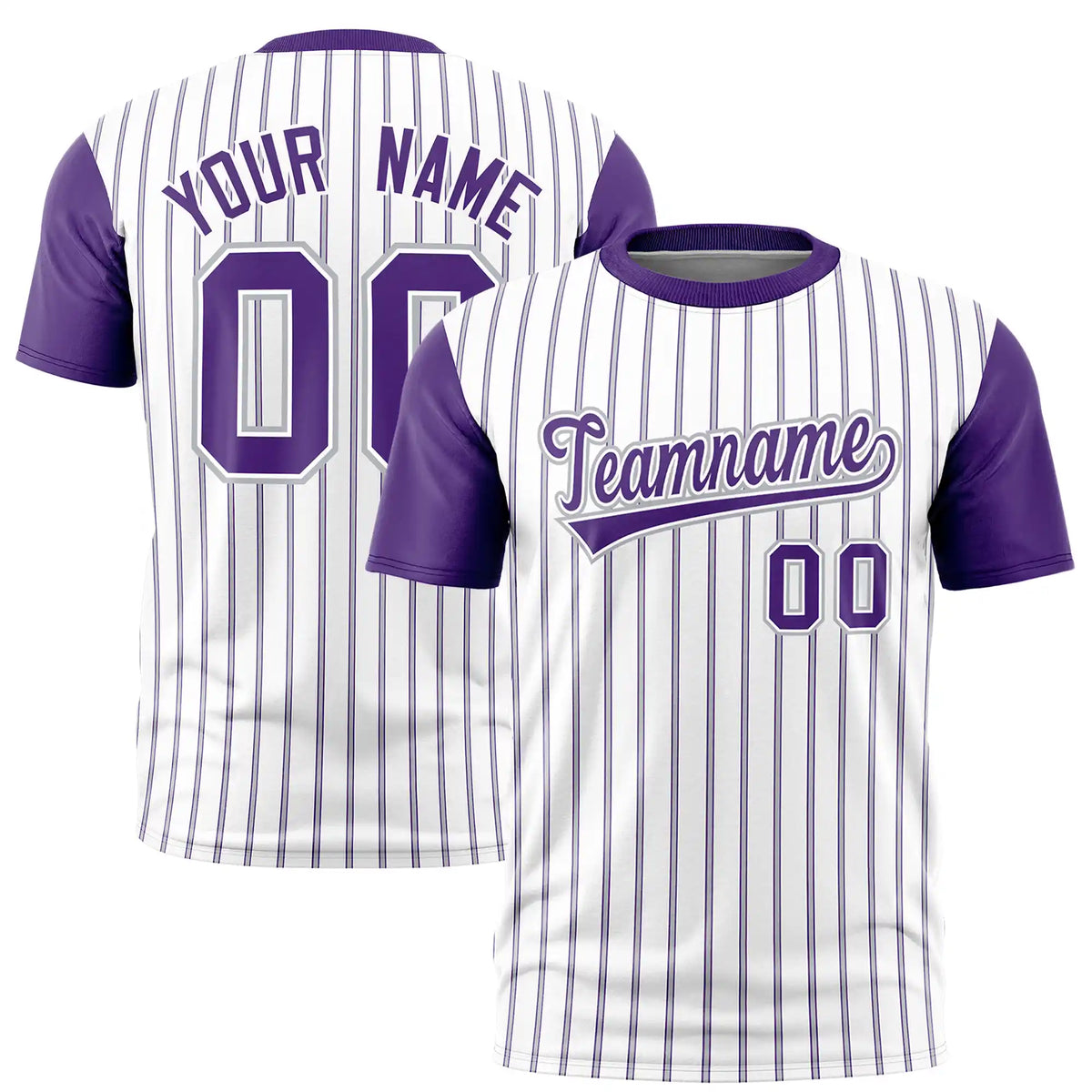 Custom White Gray-Purple Pinstripe Pattern Design Performance T-Shirt