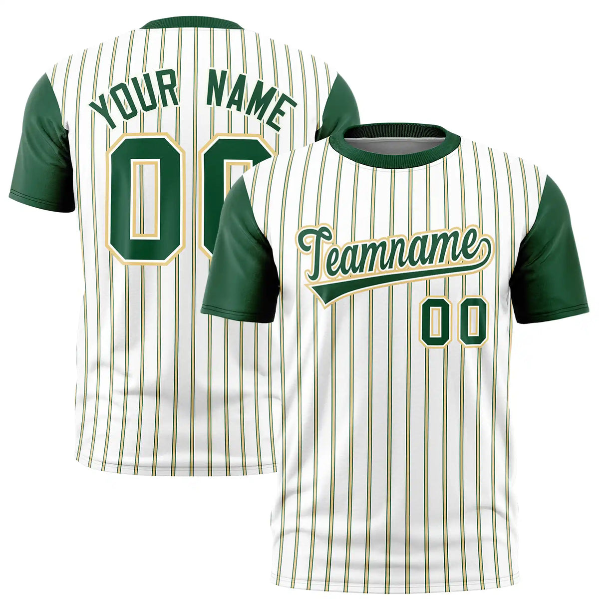 Custom White Khaki-Green Pinstripe Pattern Design Performance T-Shirt