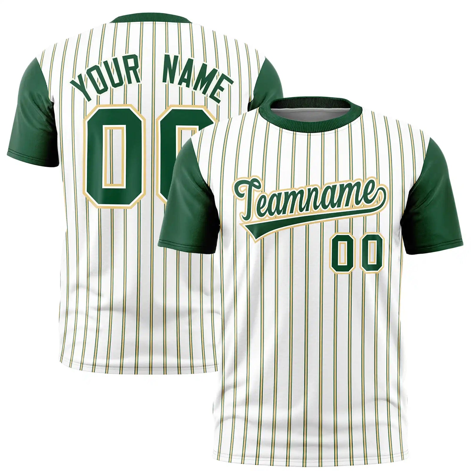 Custom White Khaki-Green Pinstripe Pattern Design Performance T-Shirt