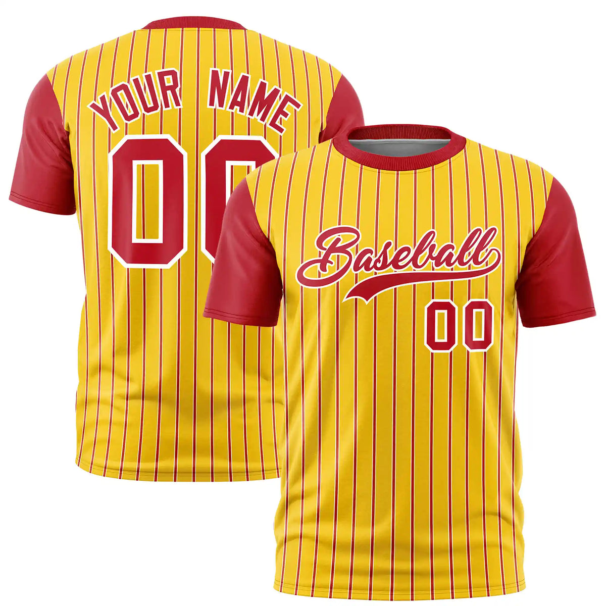 Custom Gold01 White-Red Pinstripe Pattern Design Performance T-Shirt