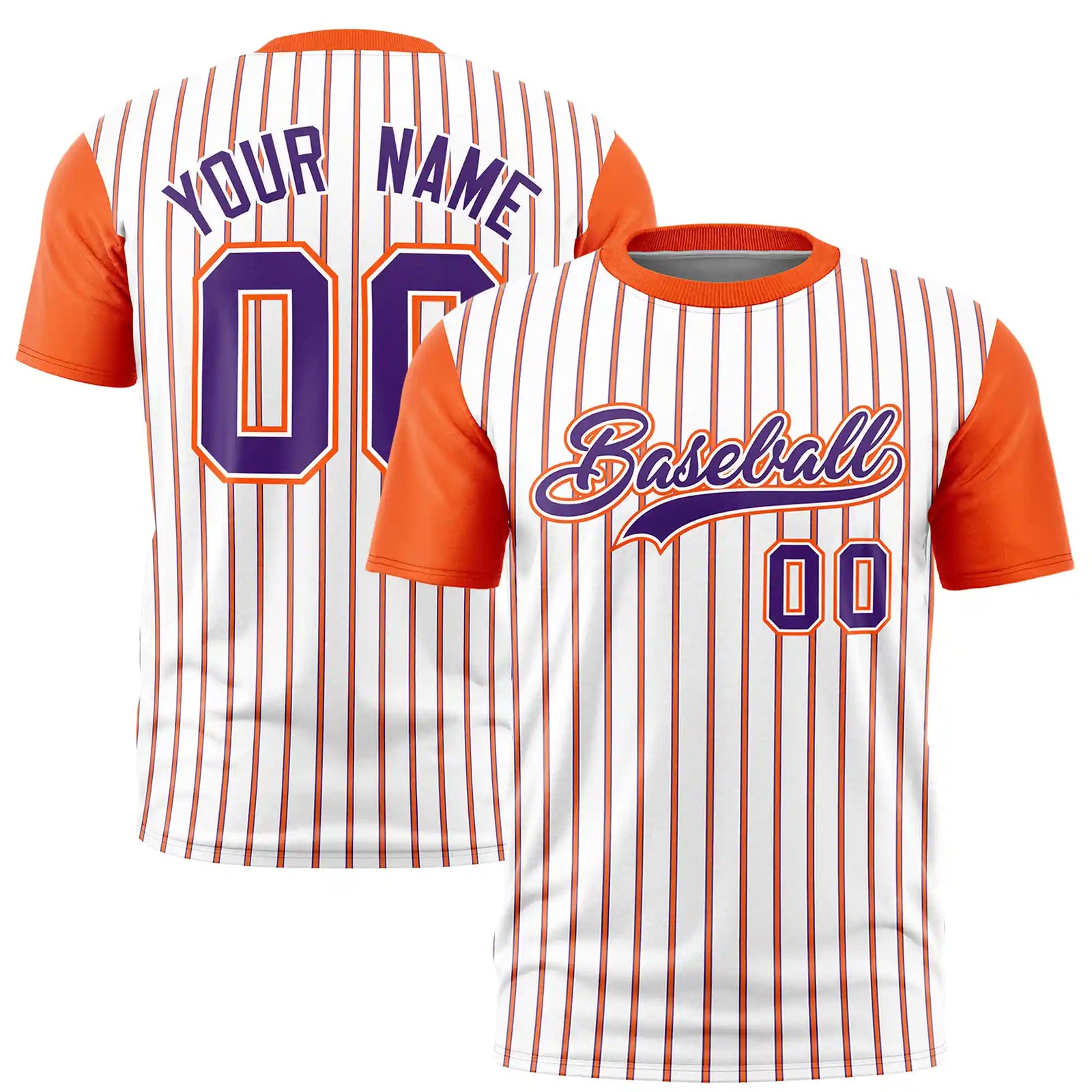 Custom White Purple-Orange Pinstripe Pattern Design Performance T-Shirt