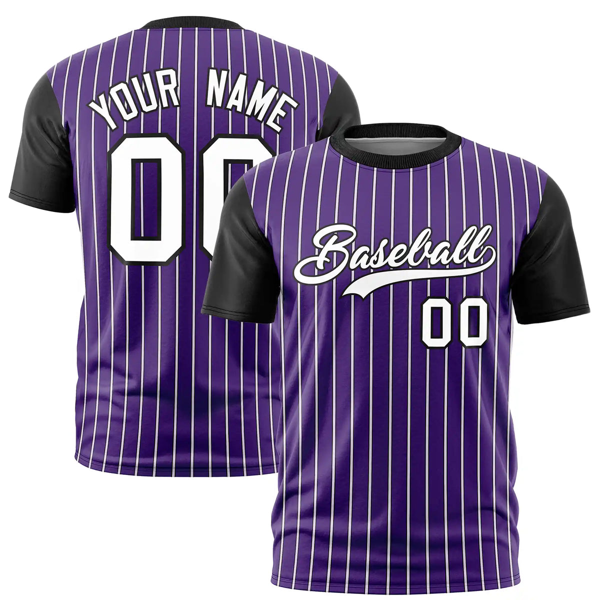 Custom Purple White-Black Pinstripe Pattern Design Performance T-Shirt