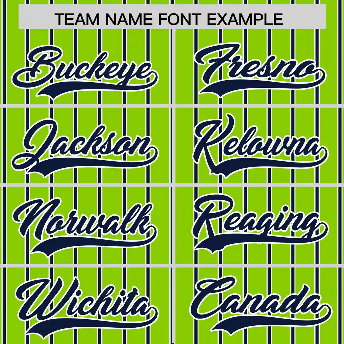 Custom Neon Green White-Navy Pinstripe Pattern Design Performance T-Shirt