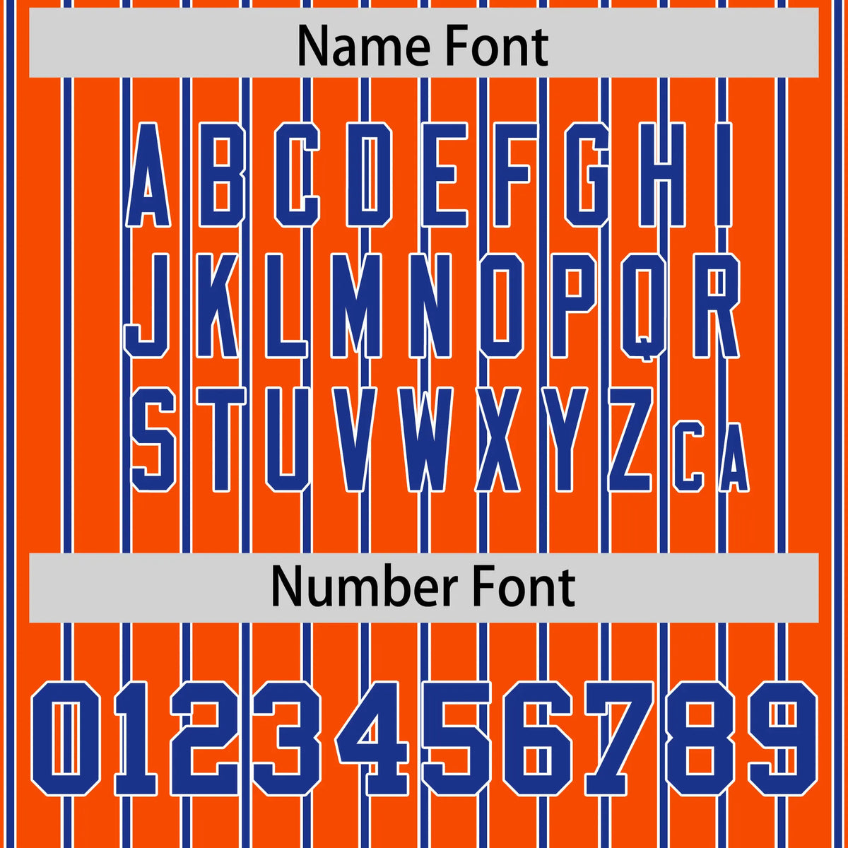 Custom Orange White-Royal Blue Pinstripe Pattern Design Performance T-Shirt