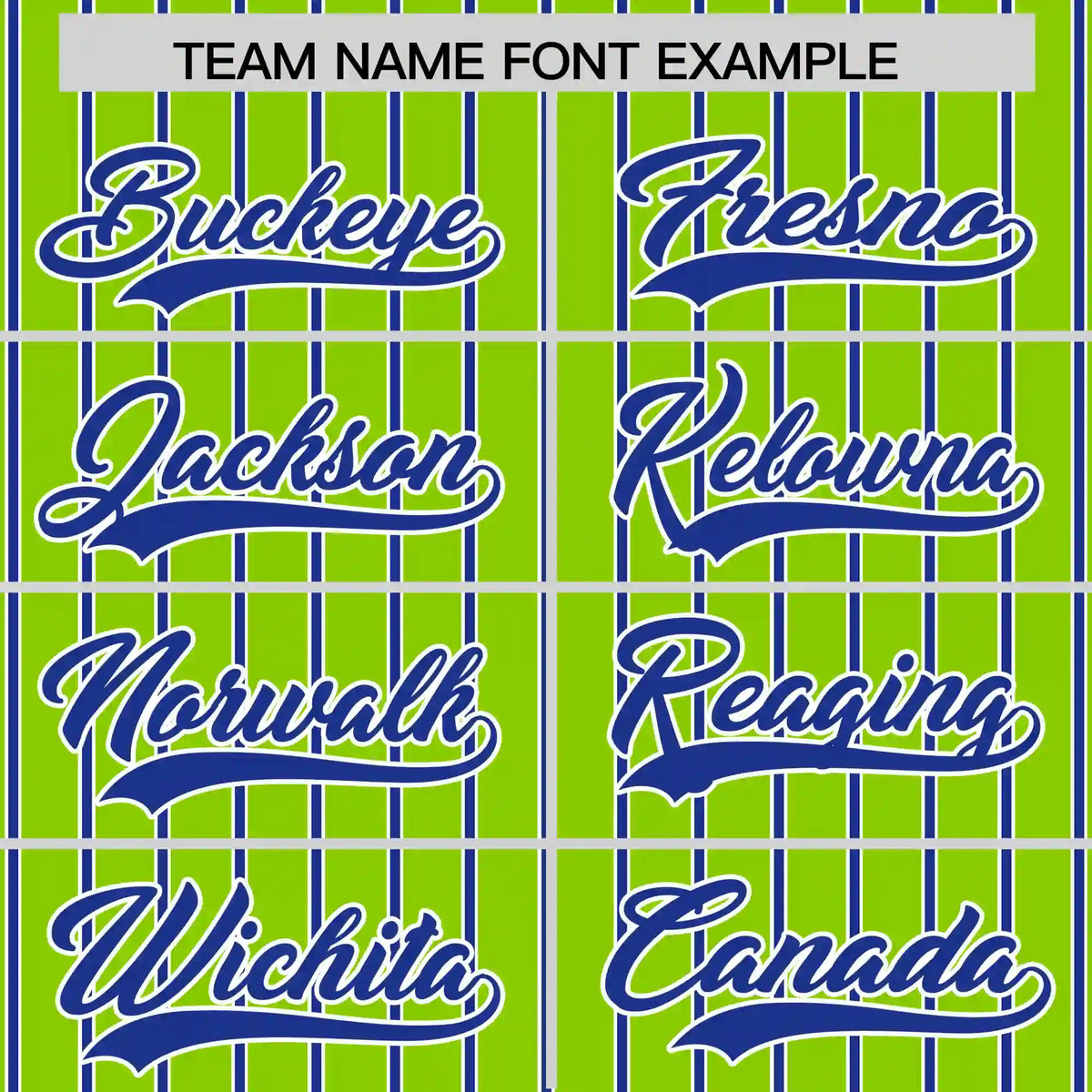 Custom Neon Green White-Royal Blue Pinstripe Pattern Design Performance T-Shirt