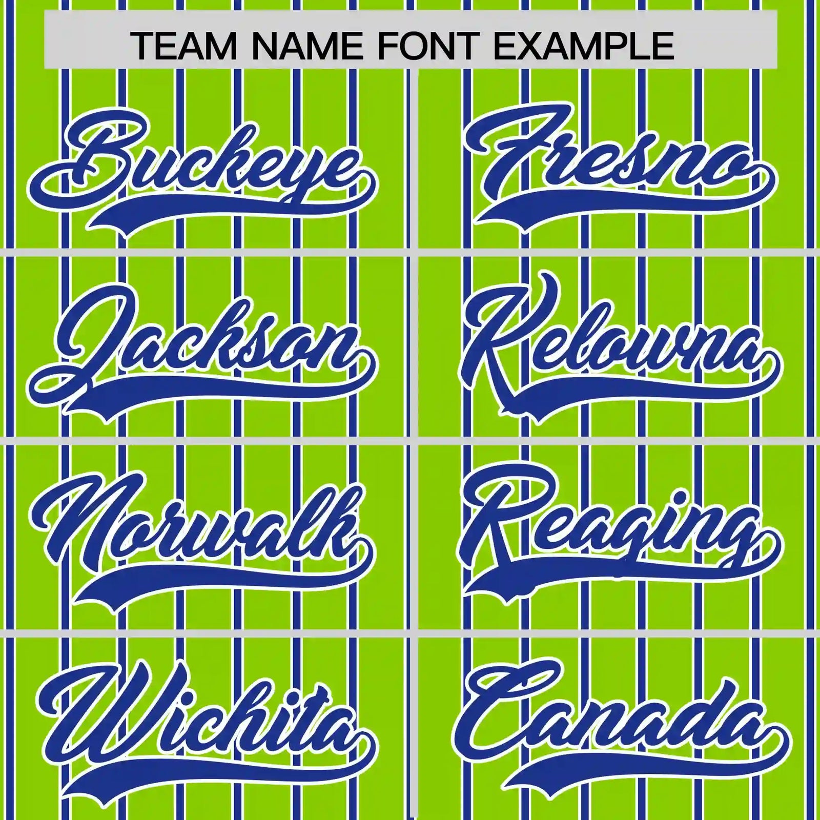 Custom Neon Green White-Royal Blue Pinstripe Pattern Design Performance T-Shirt