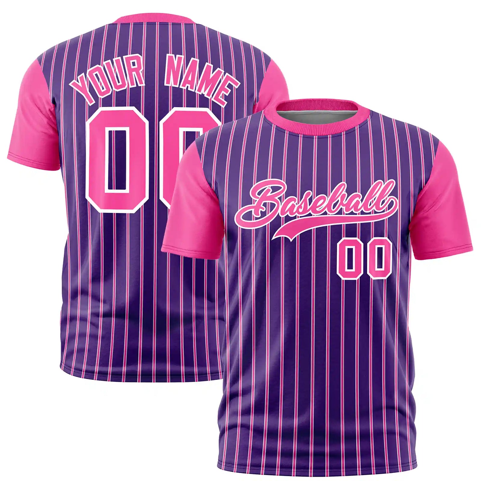 Custom Purple White-Pink Pinstripe Pattern Design Performance T-Shirt