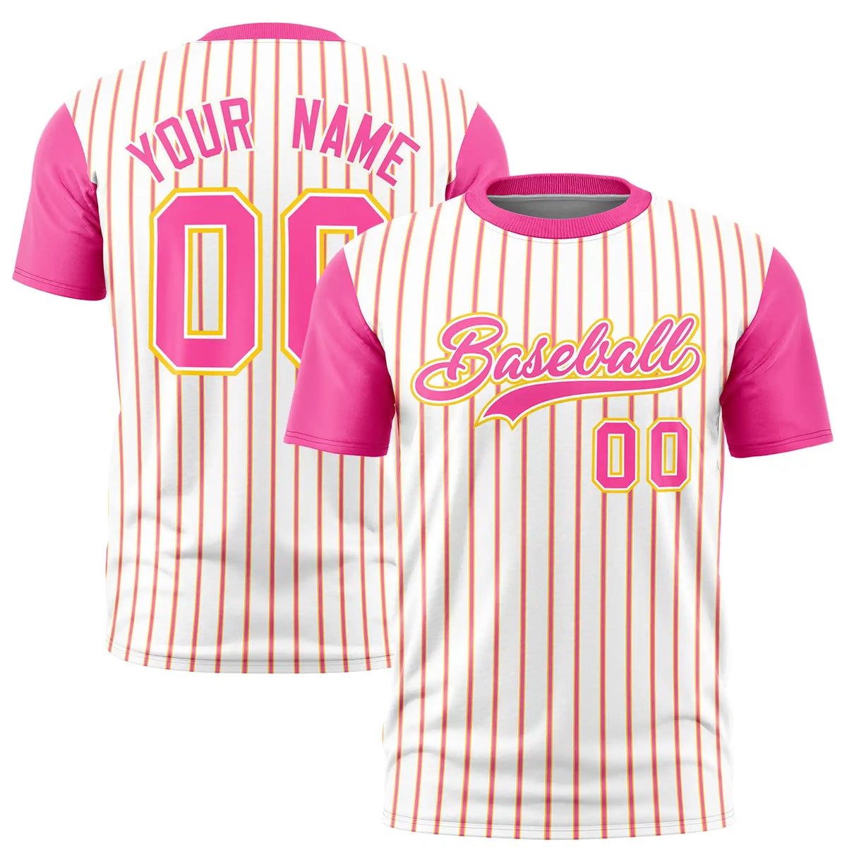 Custom White Gold01-Pink Pinstripe Pattern Design Performance T-Shirt