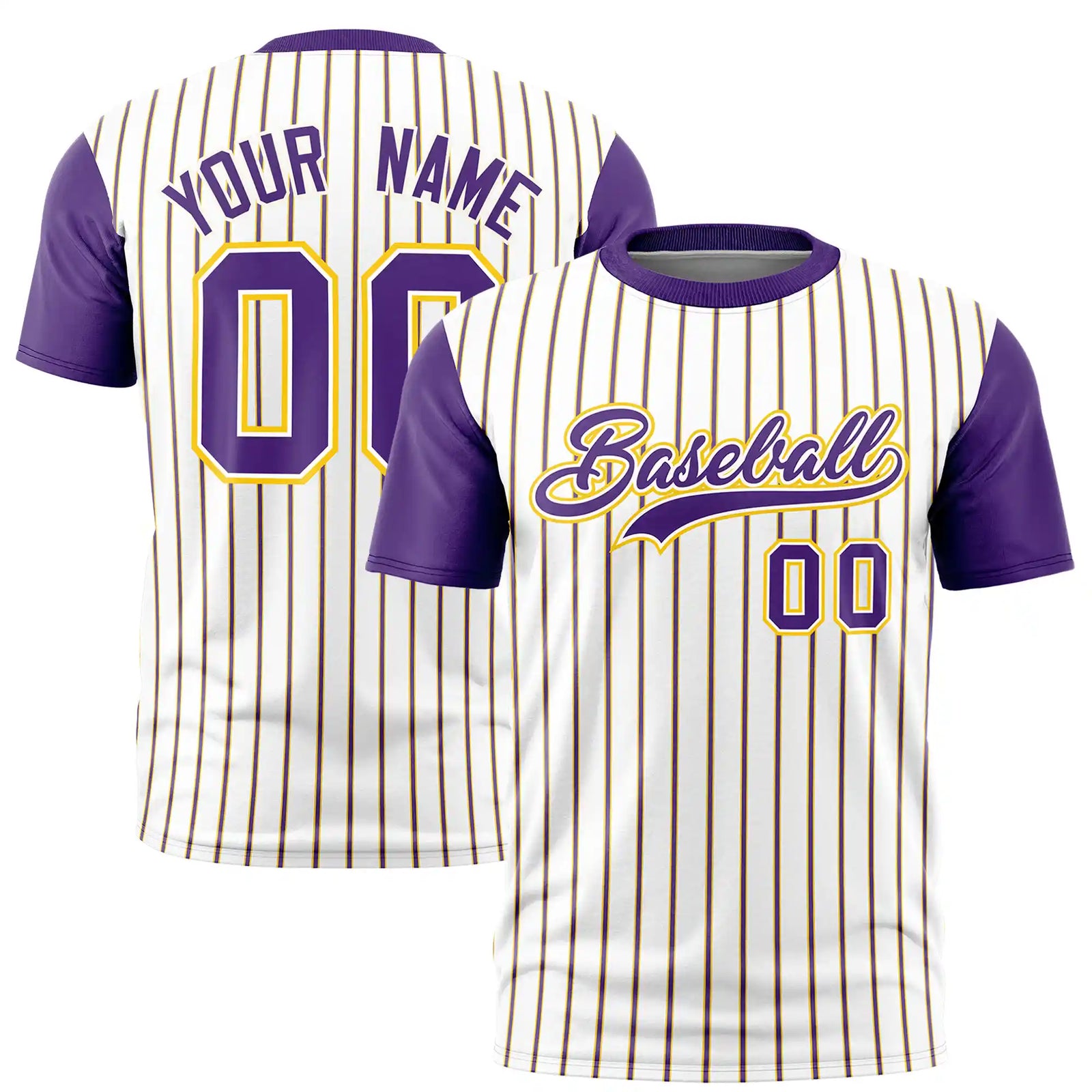 Custom White Gold01-Purple Pinstripe Pattern Design Performance T-Shirt