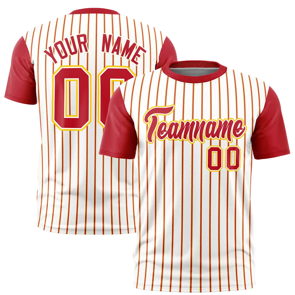 Custom White Gold01-Red Pinstripe Pattern Design Performance T-Shirt