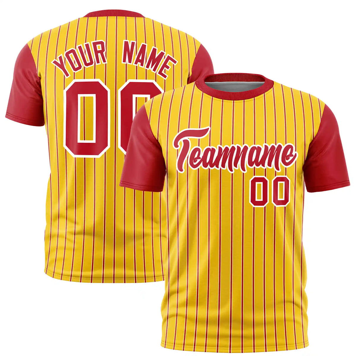 Custom Gold01 White-Red Pinstripe Pattern Design Performance T-Shirt