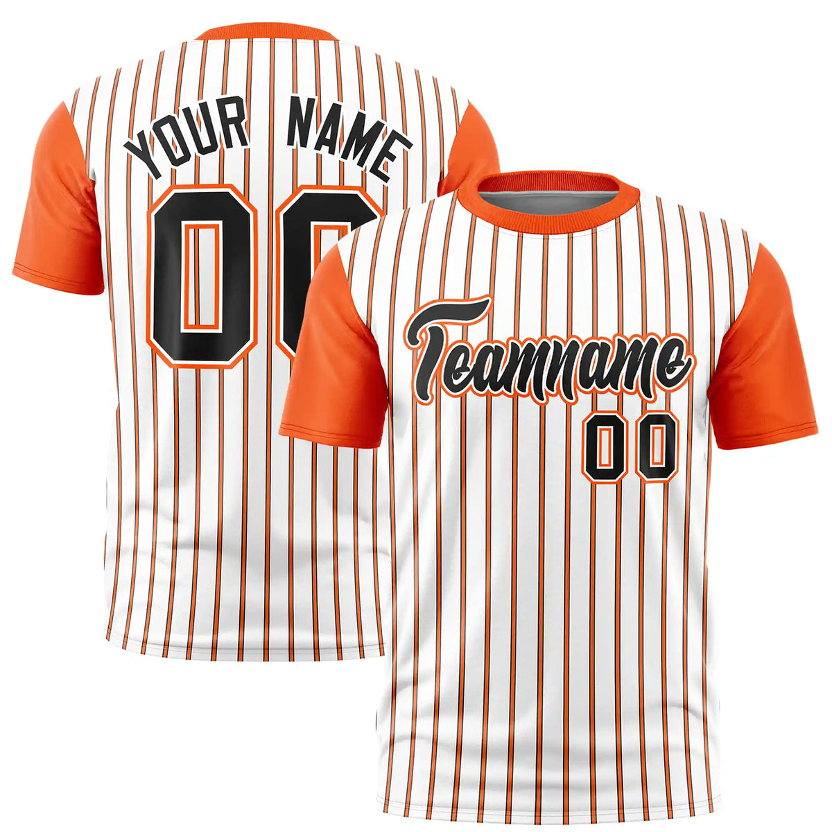 Custom White Black-Orange Pinstripe Pattern Design Performance T-Shirt
