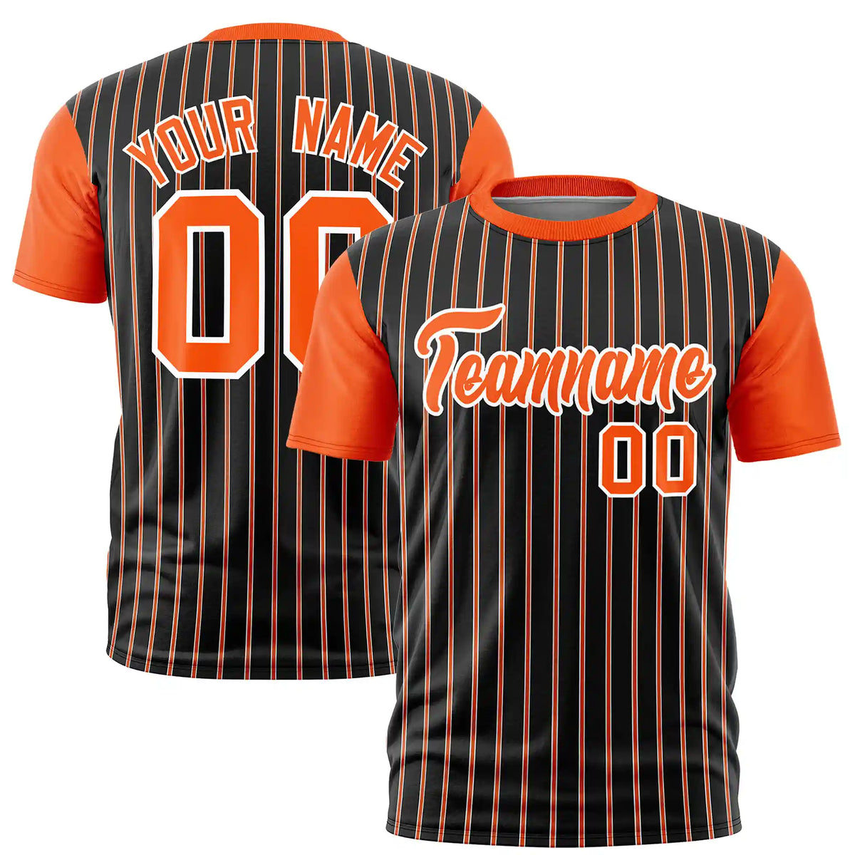 Custom Black White-Orange Pinstripe Pattern Design Performance T-Shirt