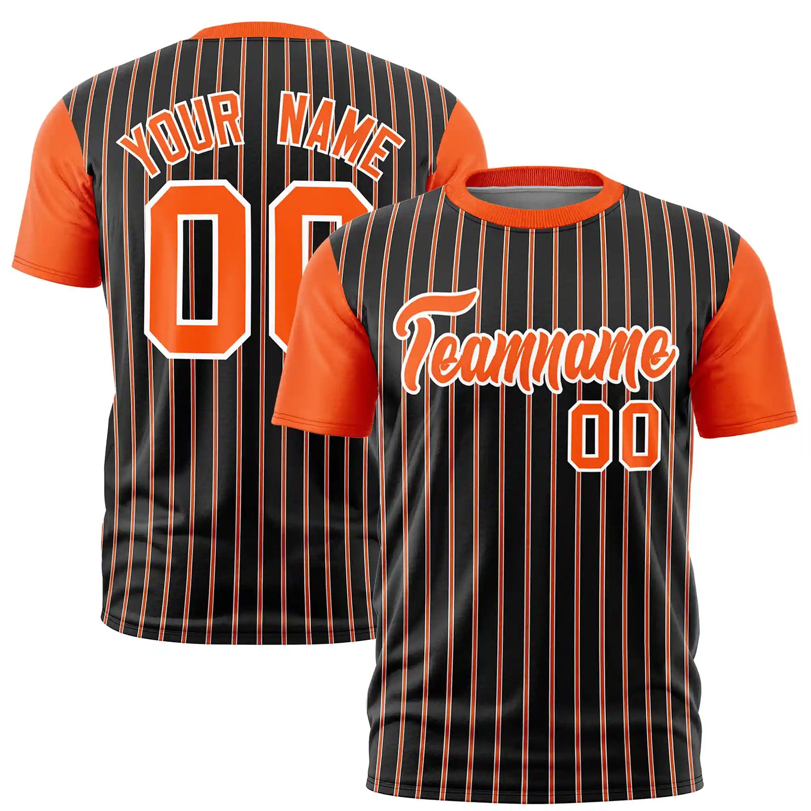 Custom Black White-Orange Pinstripe Pattern Design Performance T-Shirt