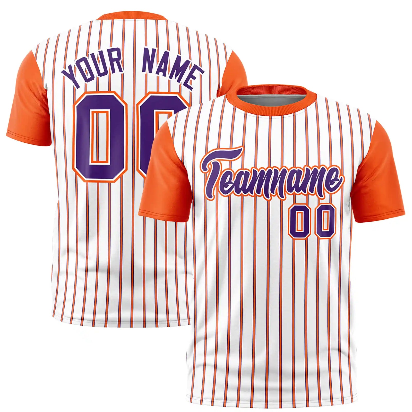Custom White Purple-Orange Pinstripe Pattern Design Performance T-Shirt