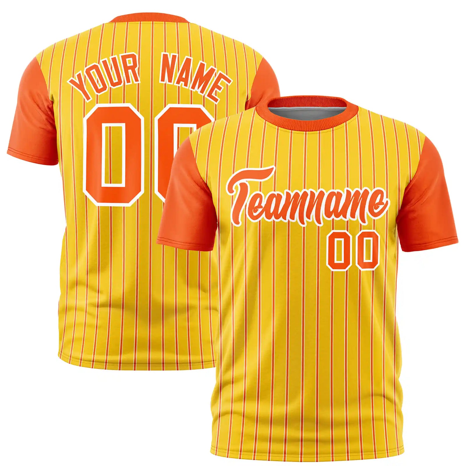 Custom Gold01 White-Orange Pinstripe Pattern Design Performance T-Shirt