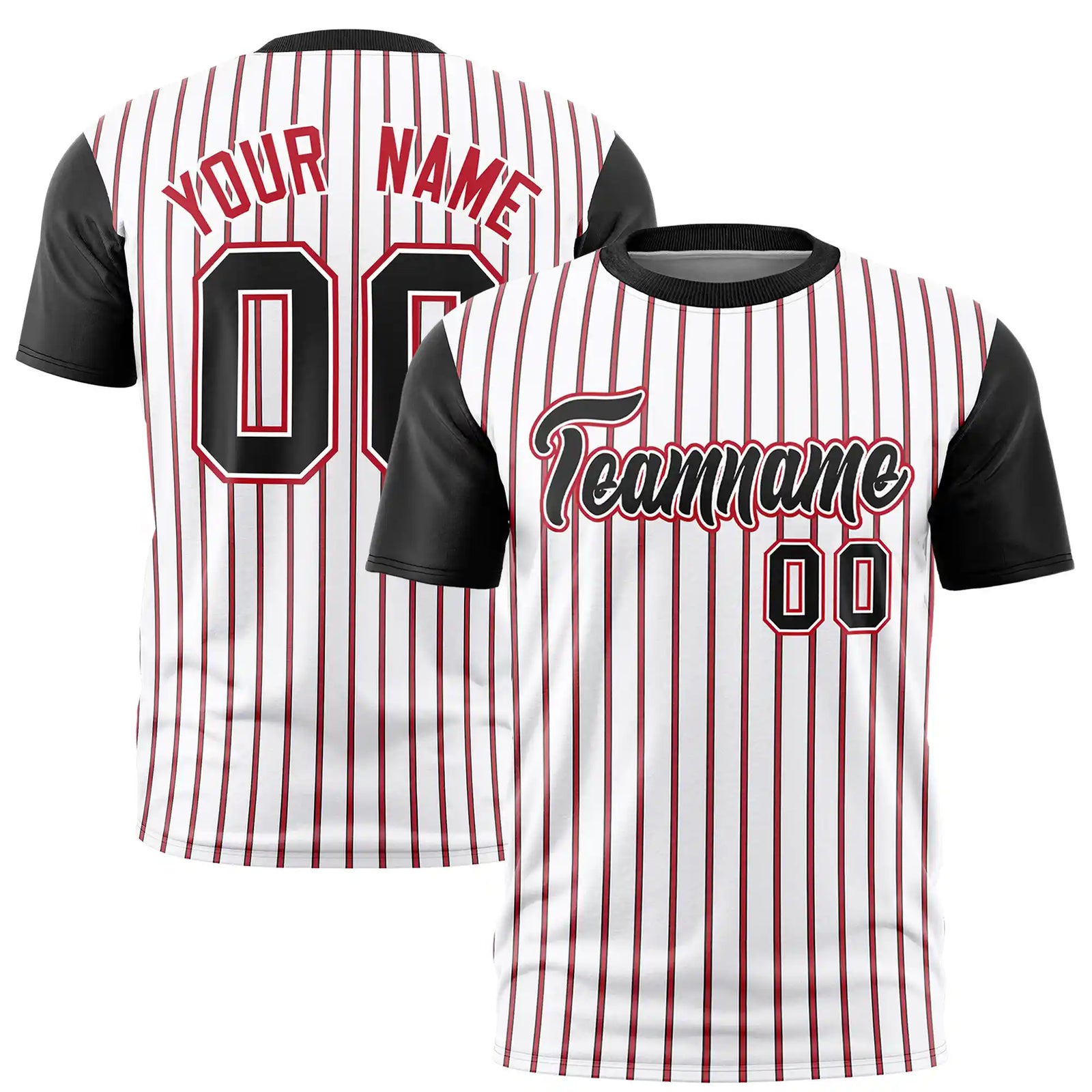 Custom White Red-Black Pinstripe Pattern Design Performance T-Shirt