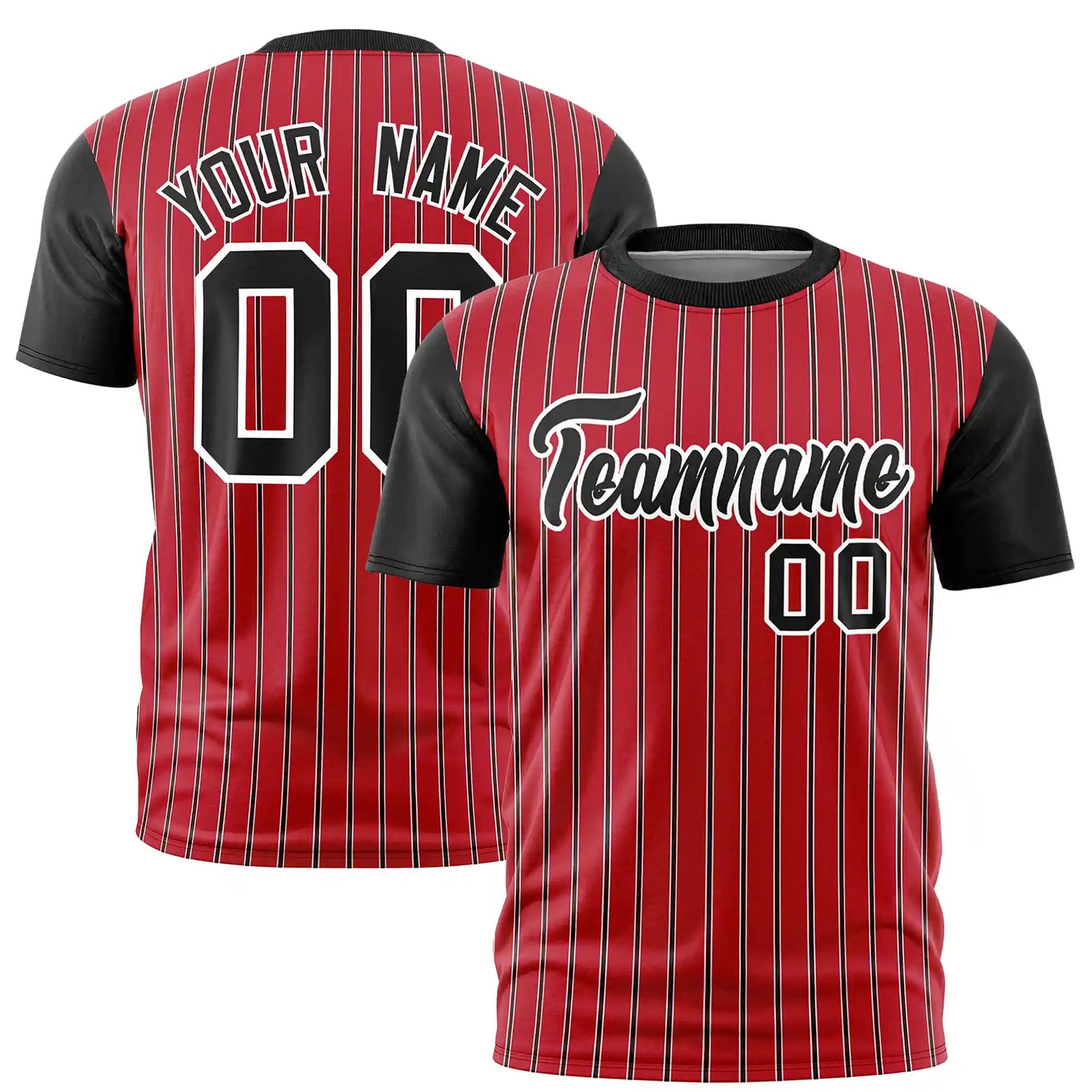 Custom Red White-Black Pinstripe Pattern Design Performance T-Shirt