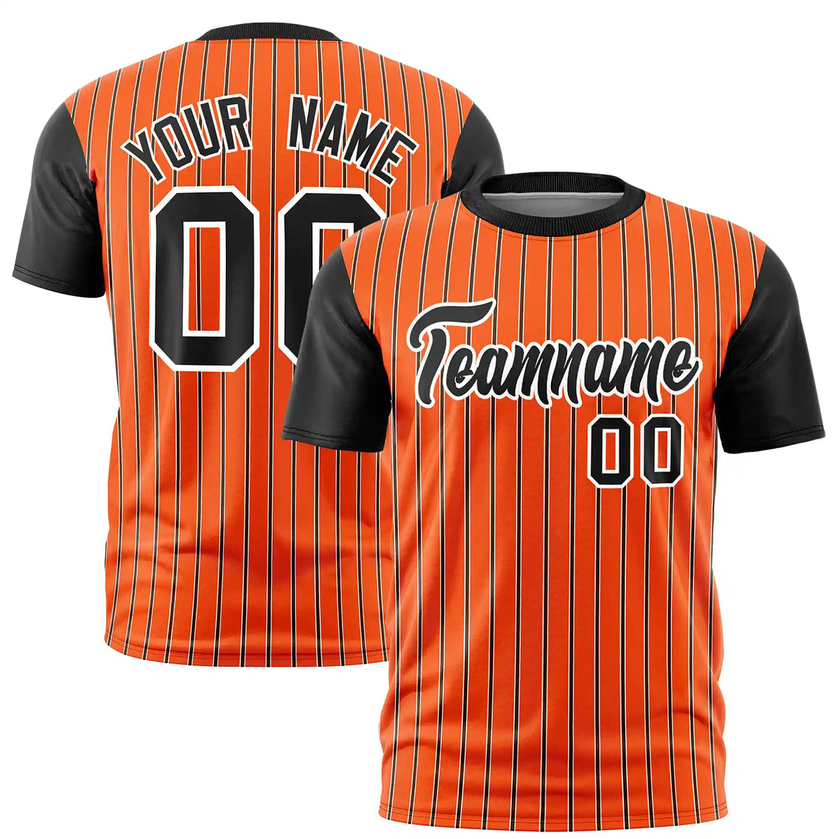 Custom Orange White-Black Pinstripe Pattern Design Performance T-Shirt
