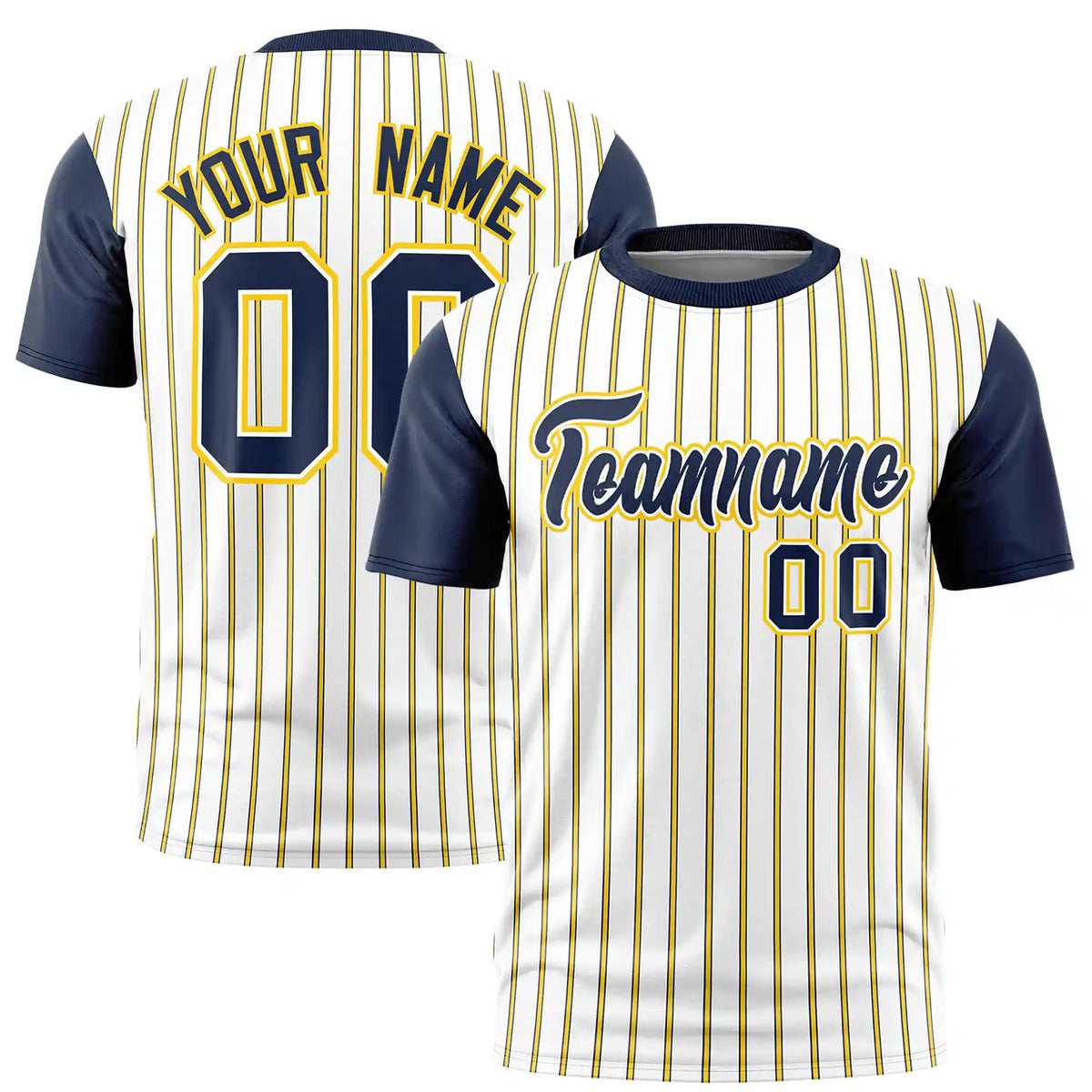 Custom White Orange-Navy Pinstripe Pattern Design Performance T-Shirt