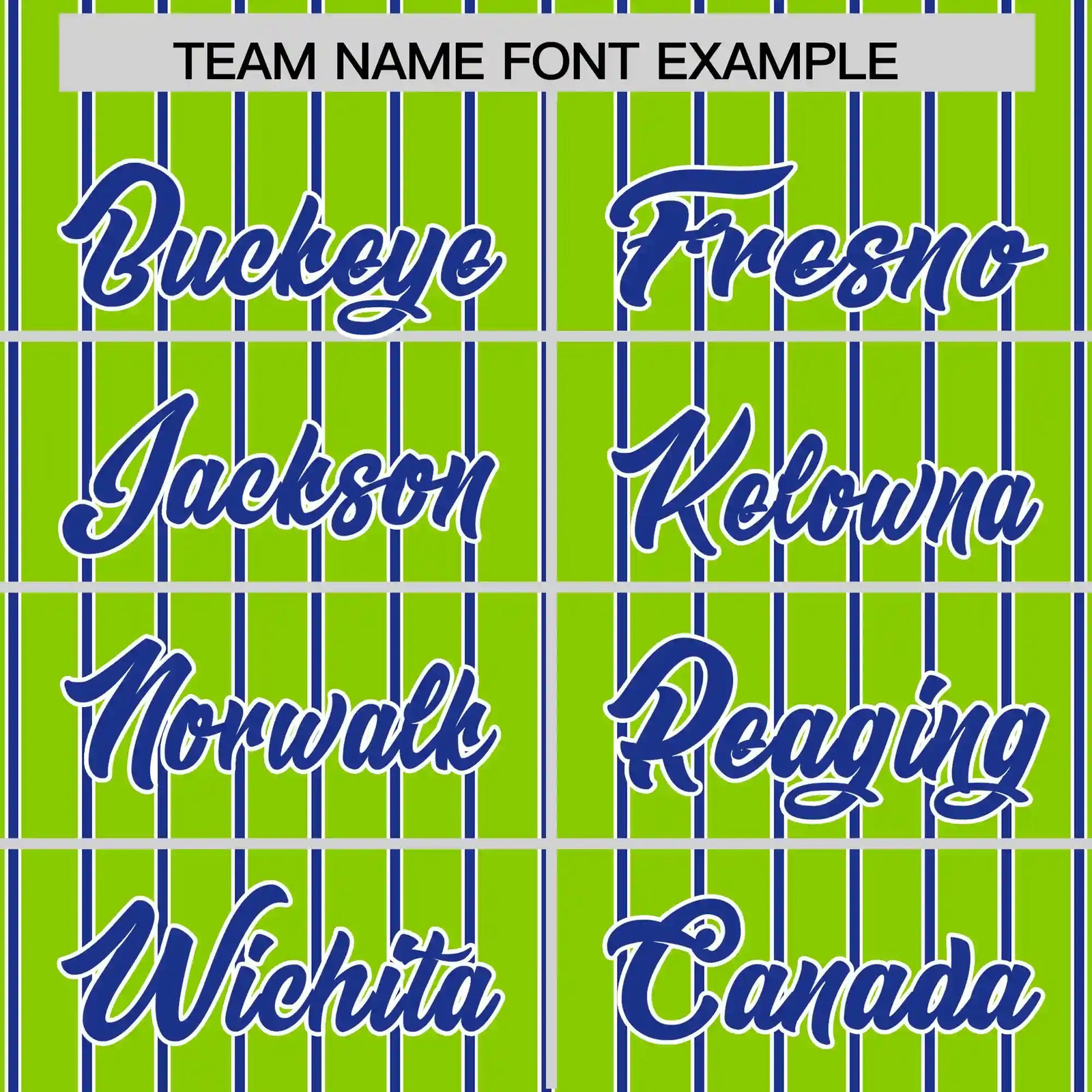 Custom Neon Green White-Royal Blue Pinstripe Pattern Design Performance T-Shirt