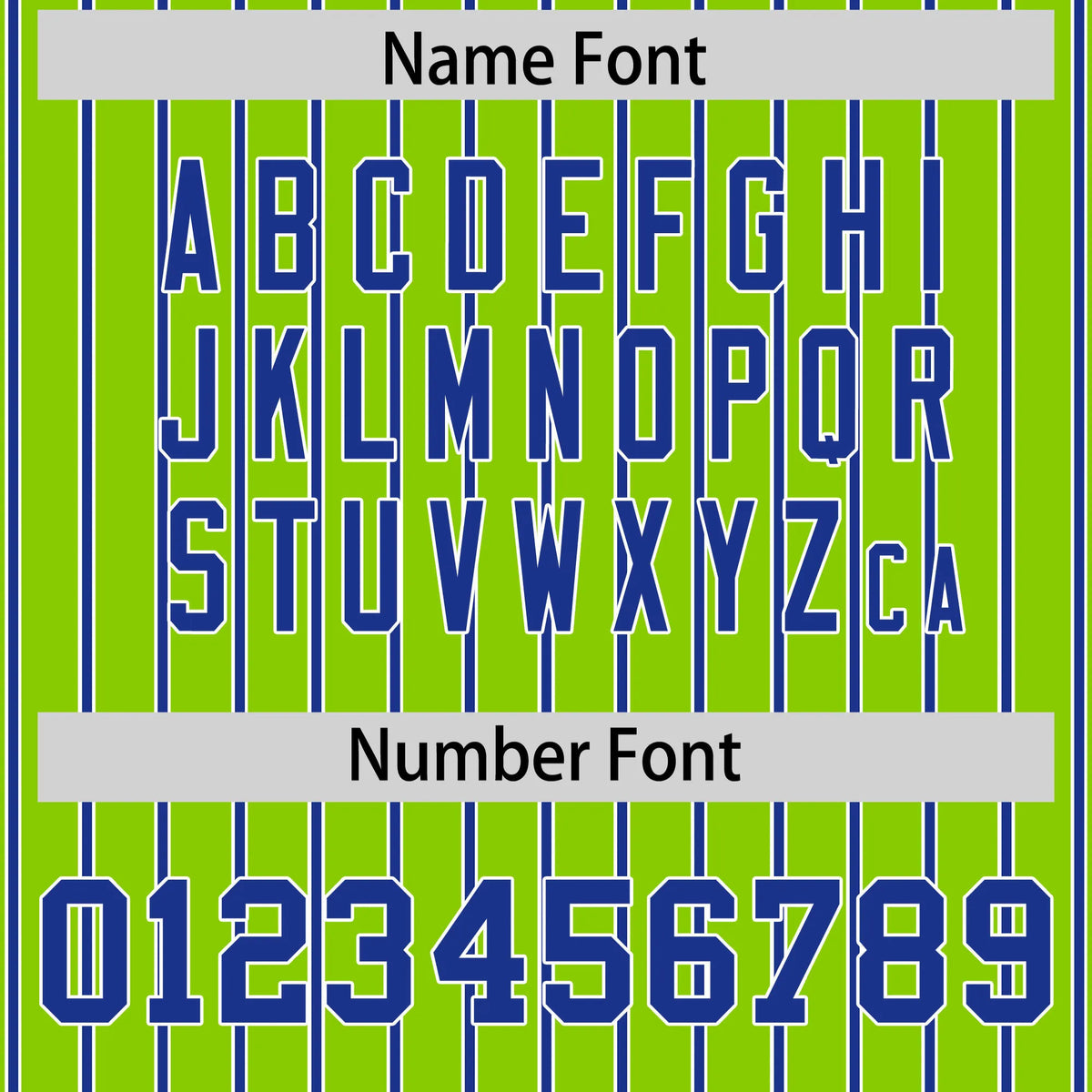 Custom Neon Green White-Royal Blue Pinstripe Pattern Design Performance T-Shirt