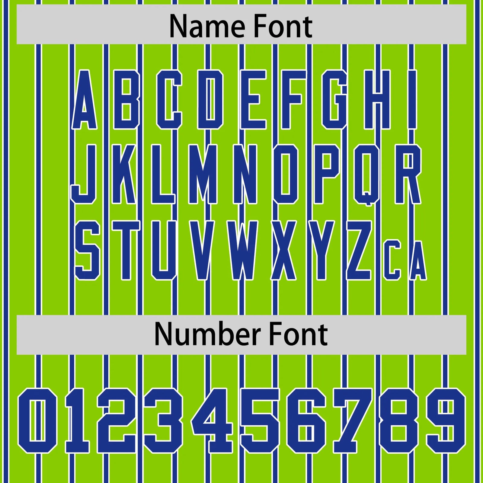 Custom Neon Green White-Royal Blue Pinstripe Pattern Design Performance T-Shirt