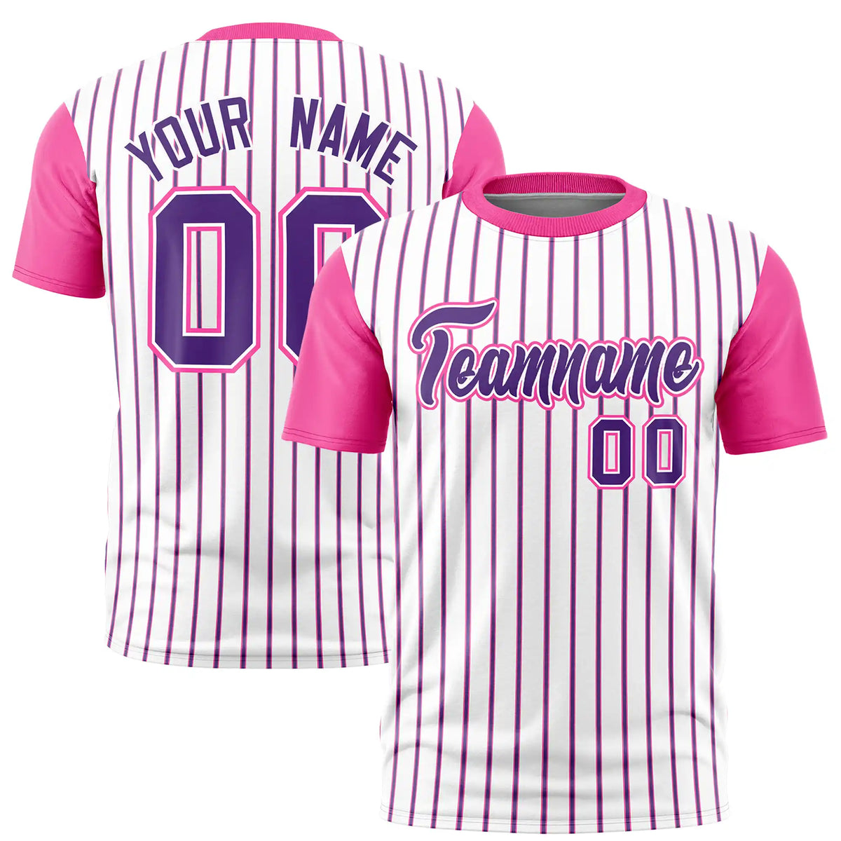 Custom White Purple-Pink Pinstripe Pattern Design Performance T-Shirt