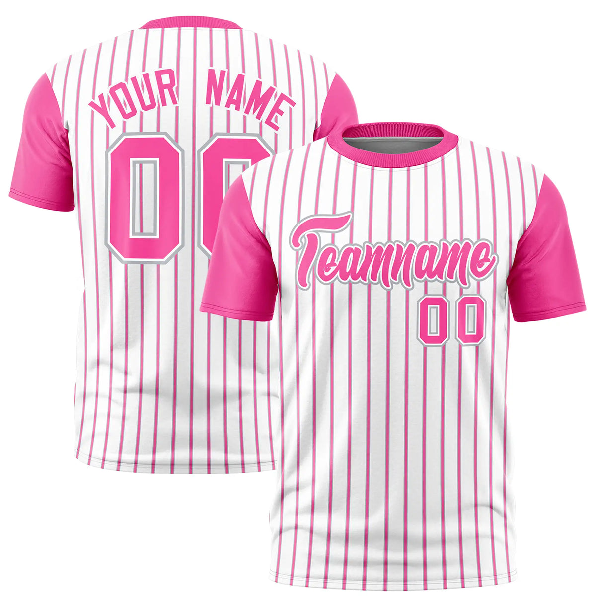 Custom White Gray-Pink Pinstripe Pattern Design Performance T-Shirt