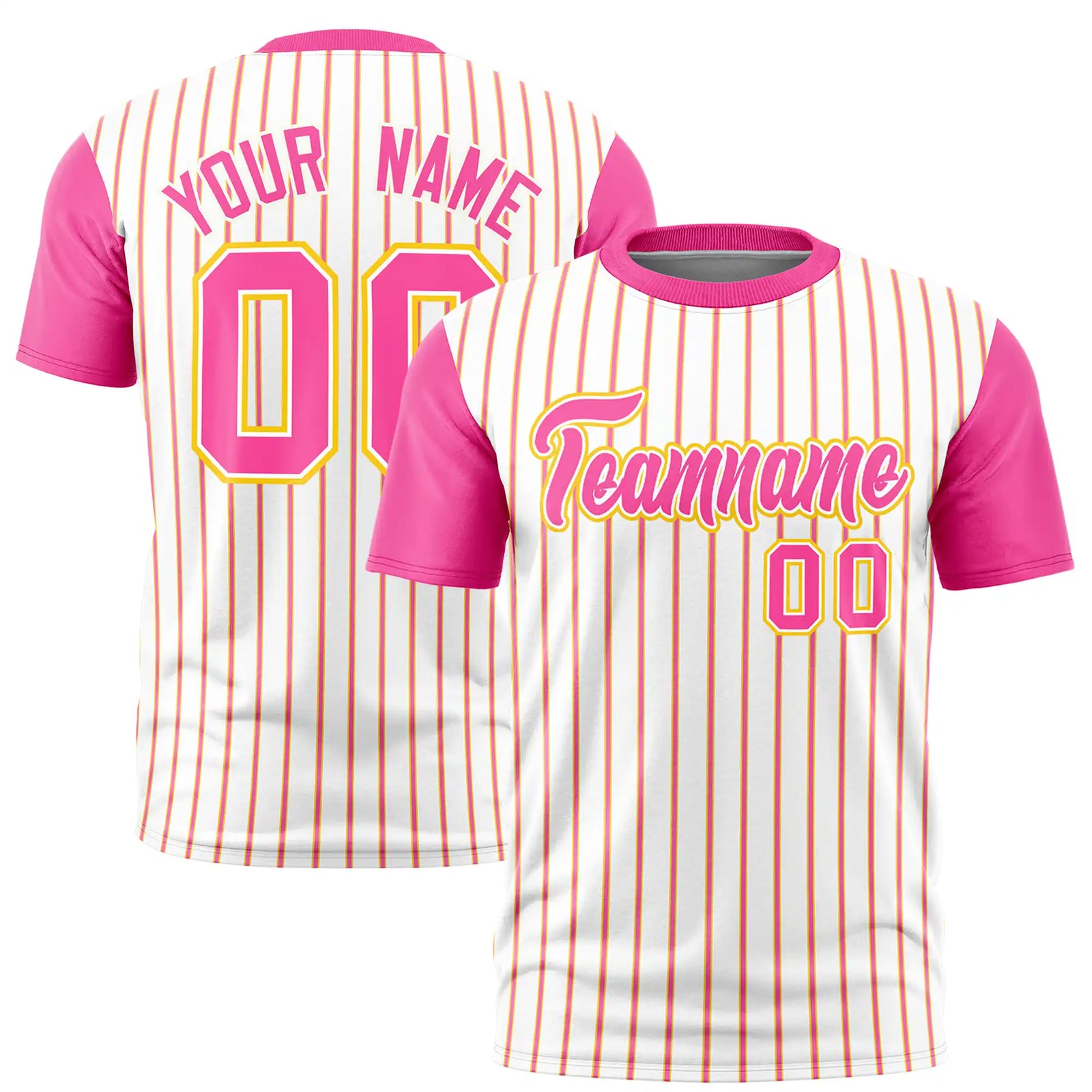 Custom White Gold01-Pink Pinstripe Pattern Design Performance T-Shirt