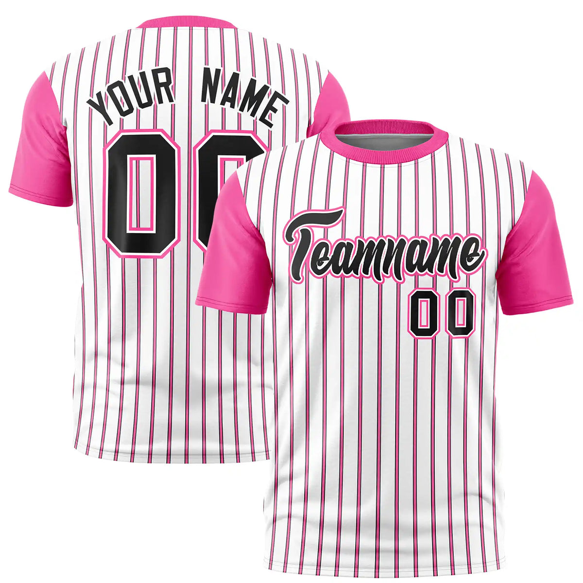 Custom White Black-Pink Pinstripe Pattern Design Performance T-Shirt