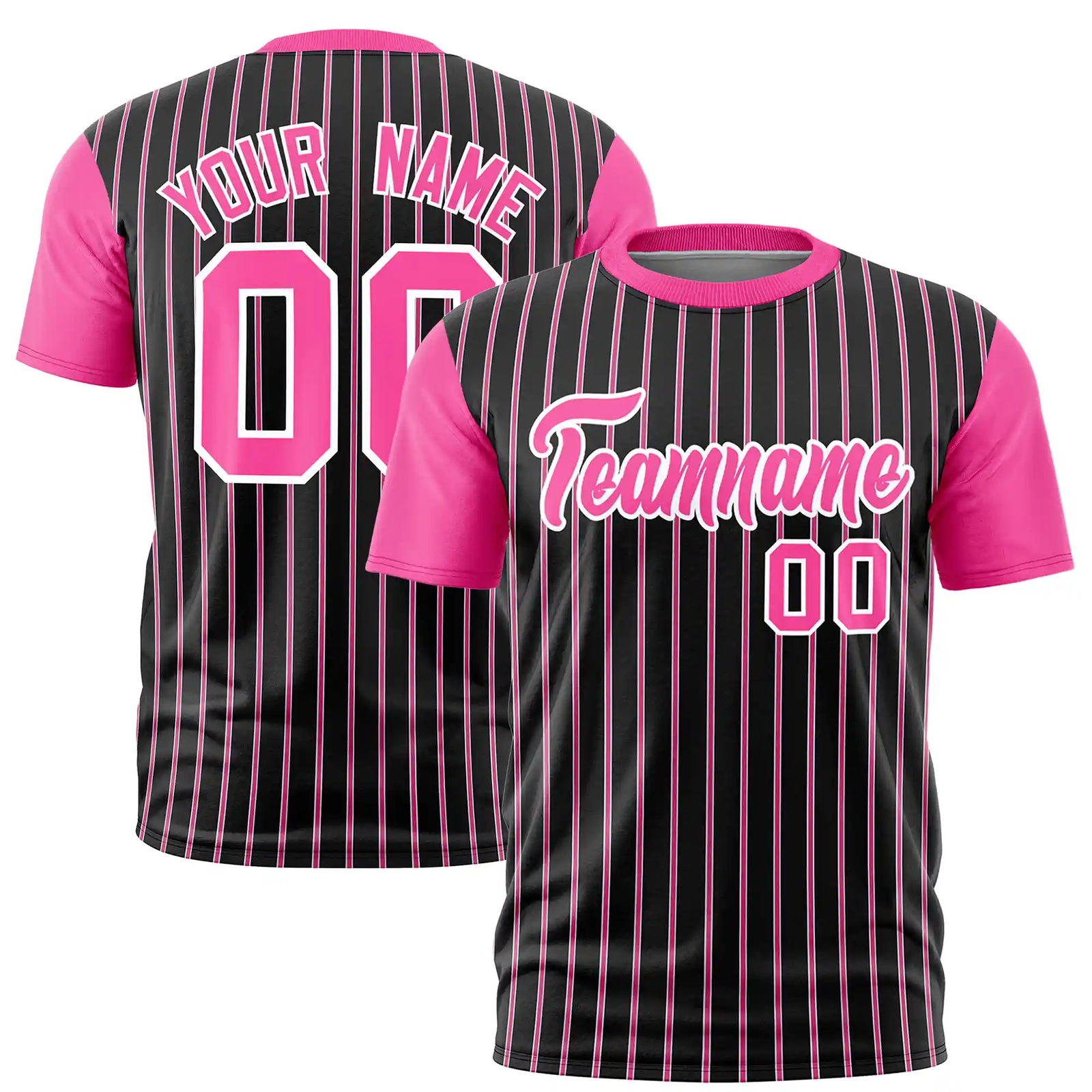 Custom Black White-Pink Pinstripe Pattern Design Performance T-Shirt