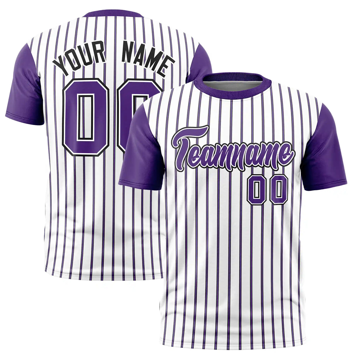 Custom White Black-Purple Pinstripe Pattern Design Performance T-Shirt