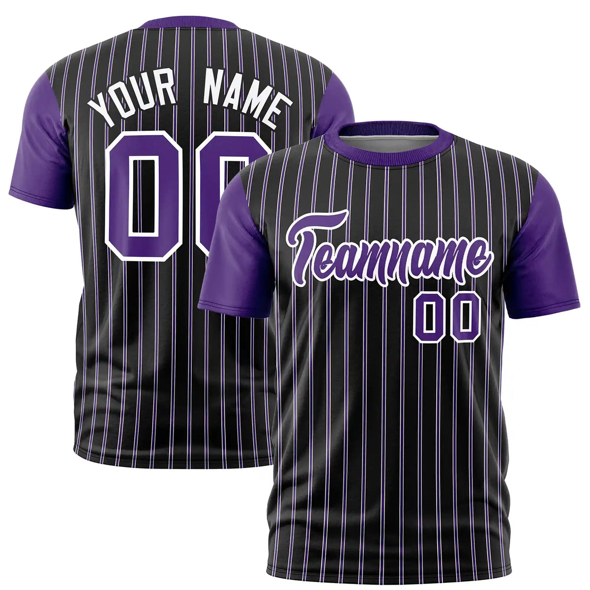Custom Black White-Purple Pinstripe Pattern Design Performance T-Shirt