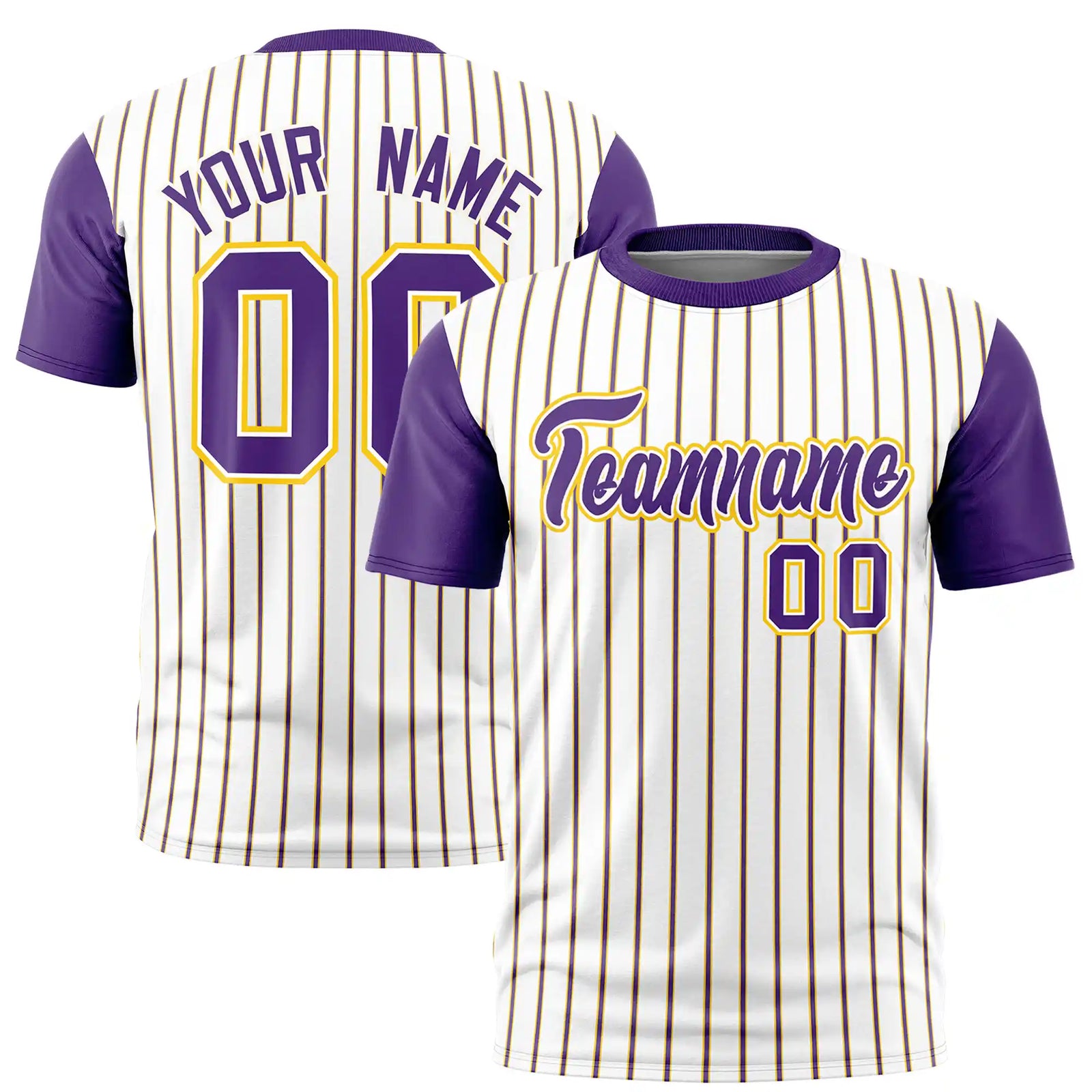 Custom White Gold01-Purple Pinstripe Pattern Design Performance T-Shirt