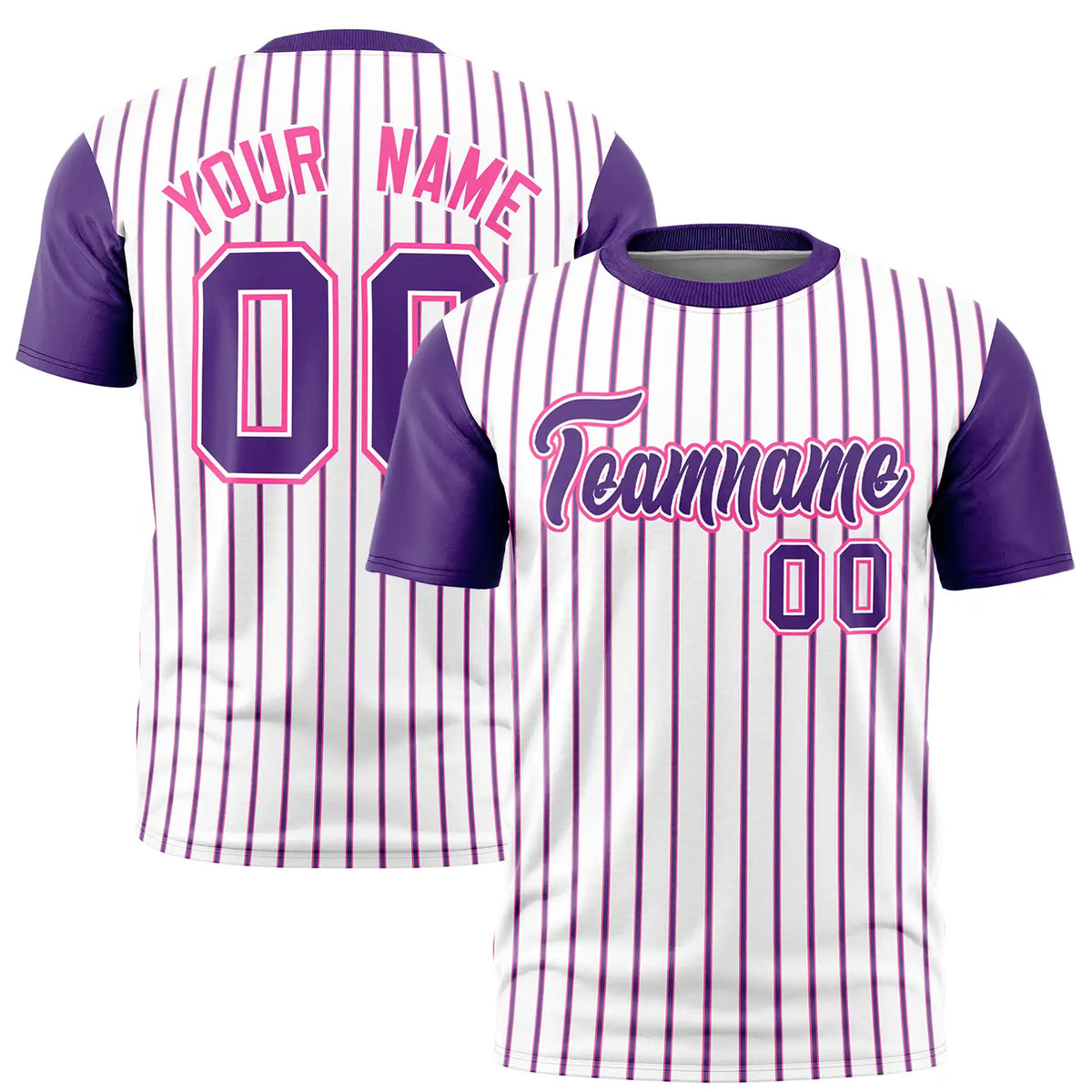 Custom White Pink-Purple Pinstripe Pattern Design Performance T-Shirt