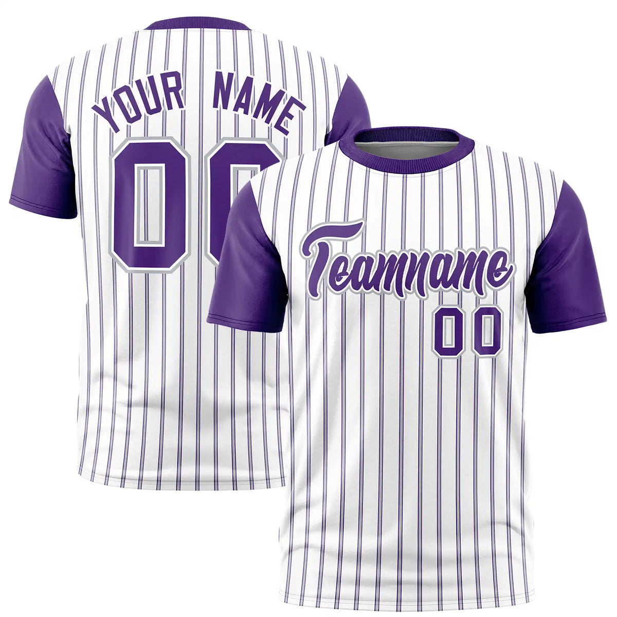Custom White Gray-Purple Pinstripe Pattern Design Performance T-Shirt