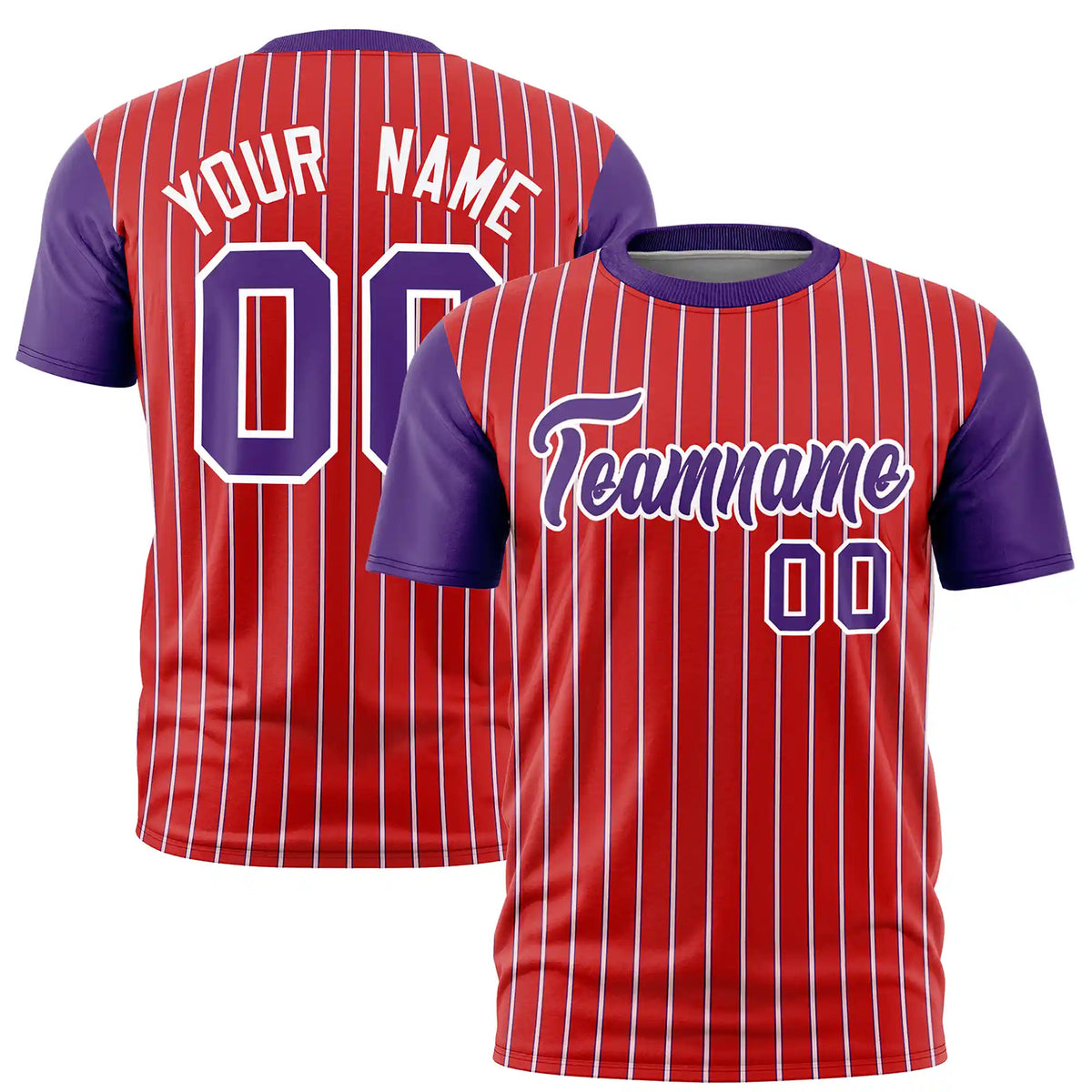 Custom Red White-Purple Pinstripe Pattern Design Performance T-Shirt
