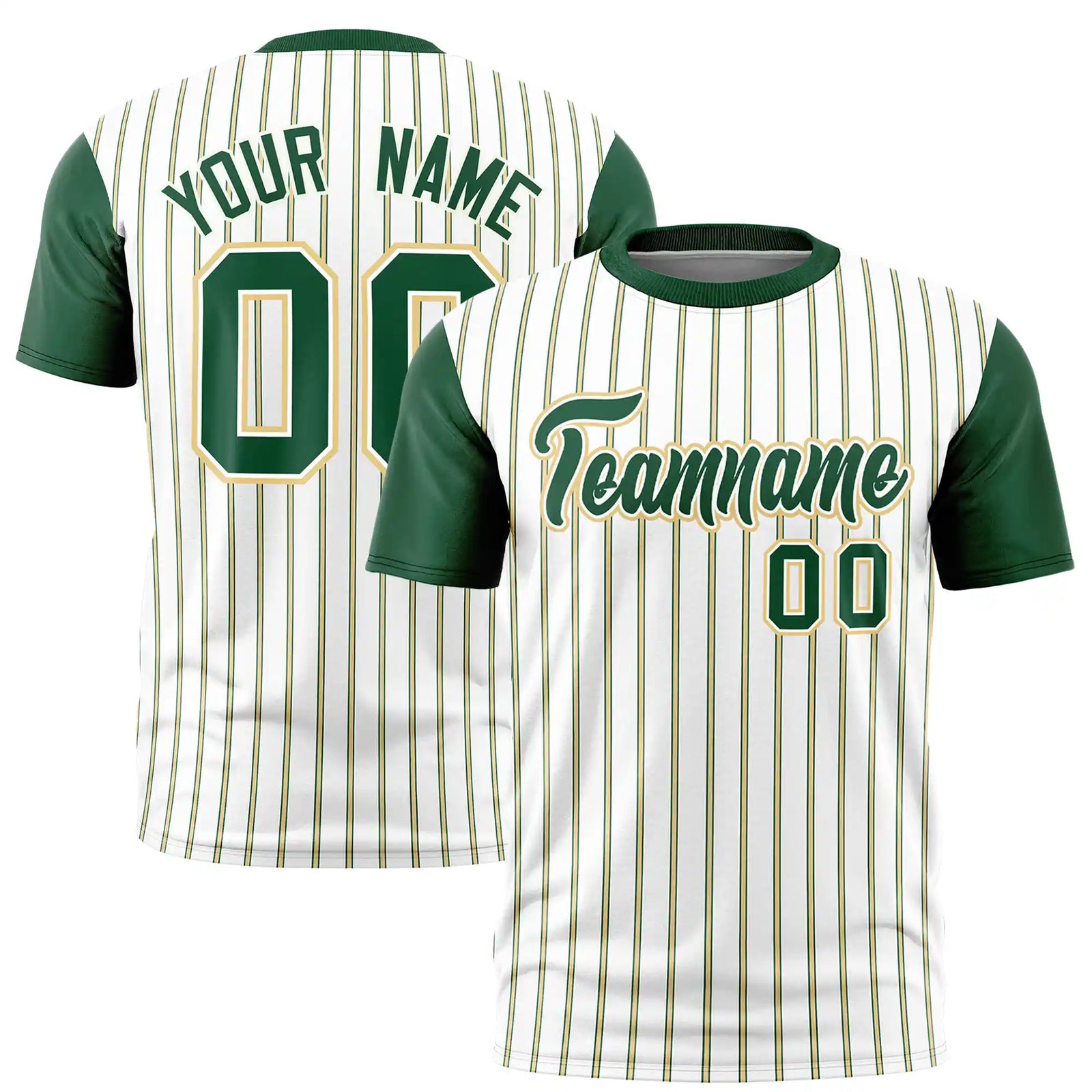 Custom White Khaki-Green Pinstripe Pattern Design Performance T-Shirt