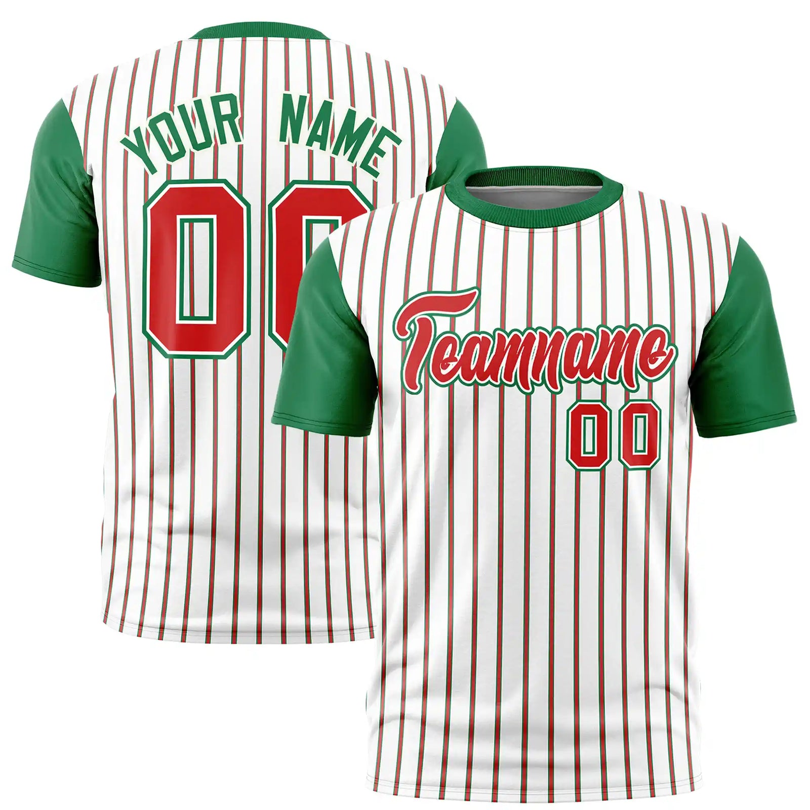 Custom White Orange-Kelly Green Pinstripe Pattern Design Performance T-Shirt