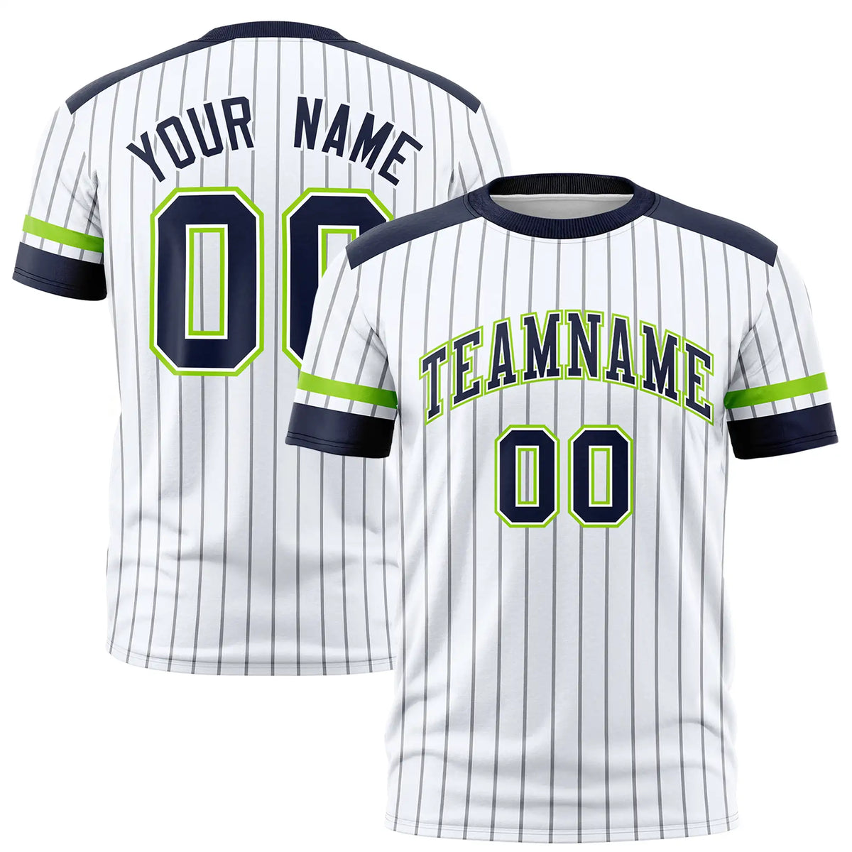 Custom White Gray-Navy Pinstripe Pattern Design Performance T-Shirt