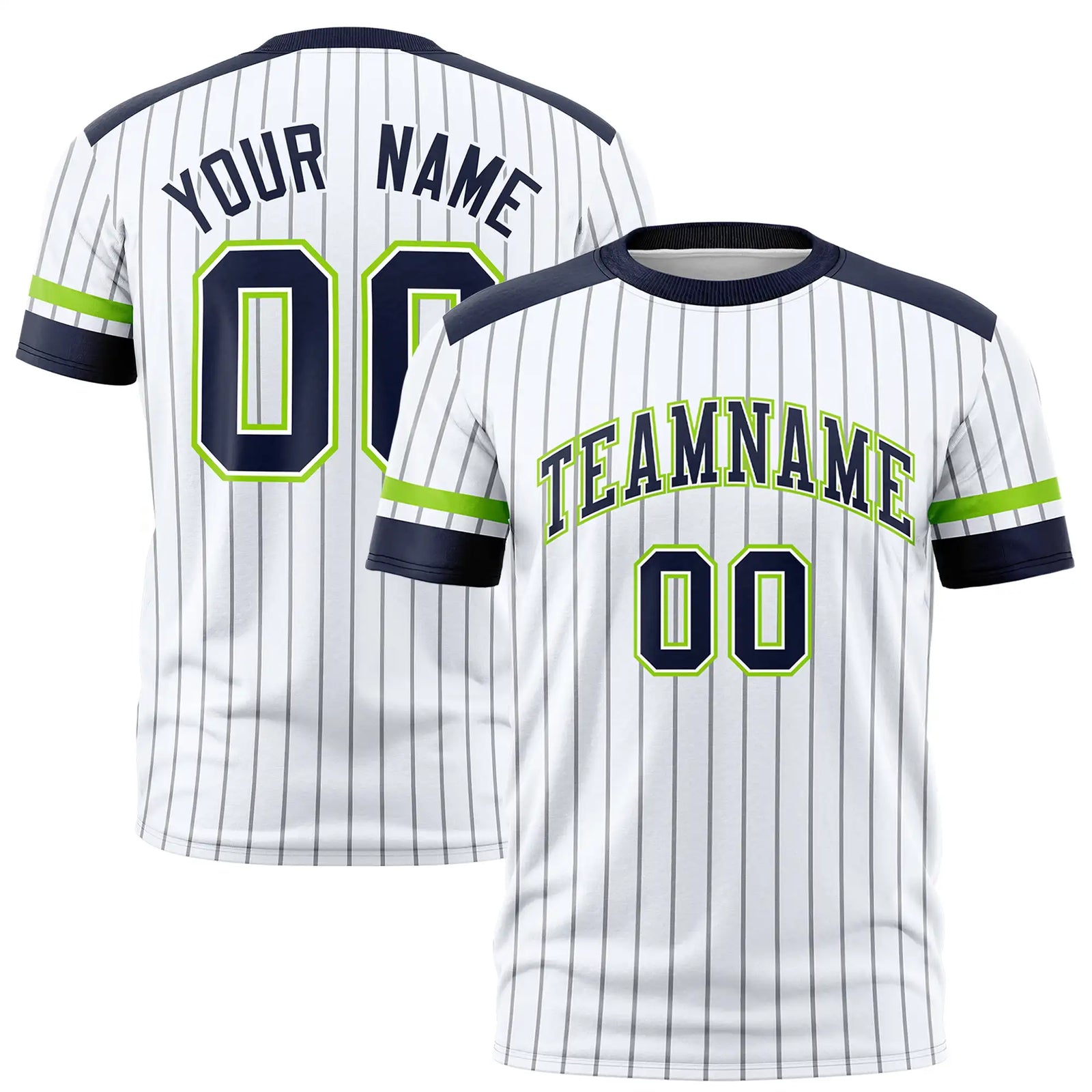Custom White Gray-Navy Pinstripe Pattern Design Performance T-Shirt