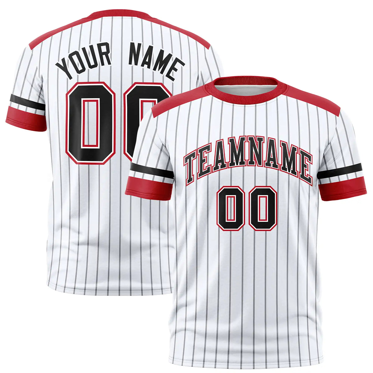 Custom White Gray-Red Pinstripe Pattern Design Performance T-Shirt