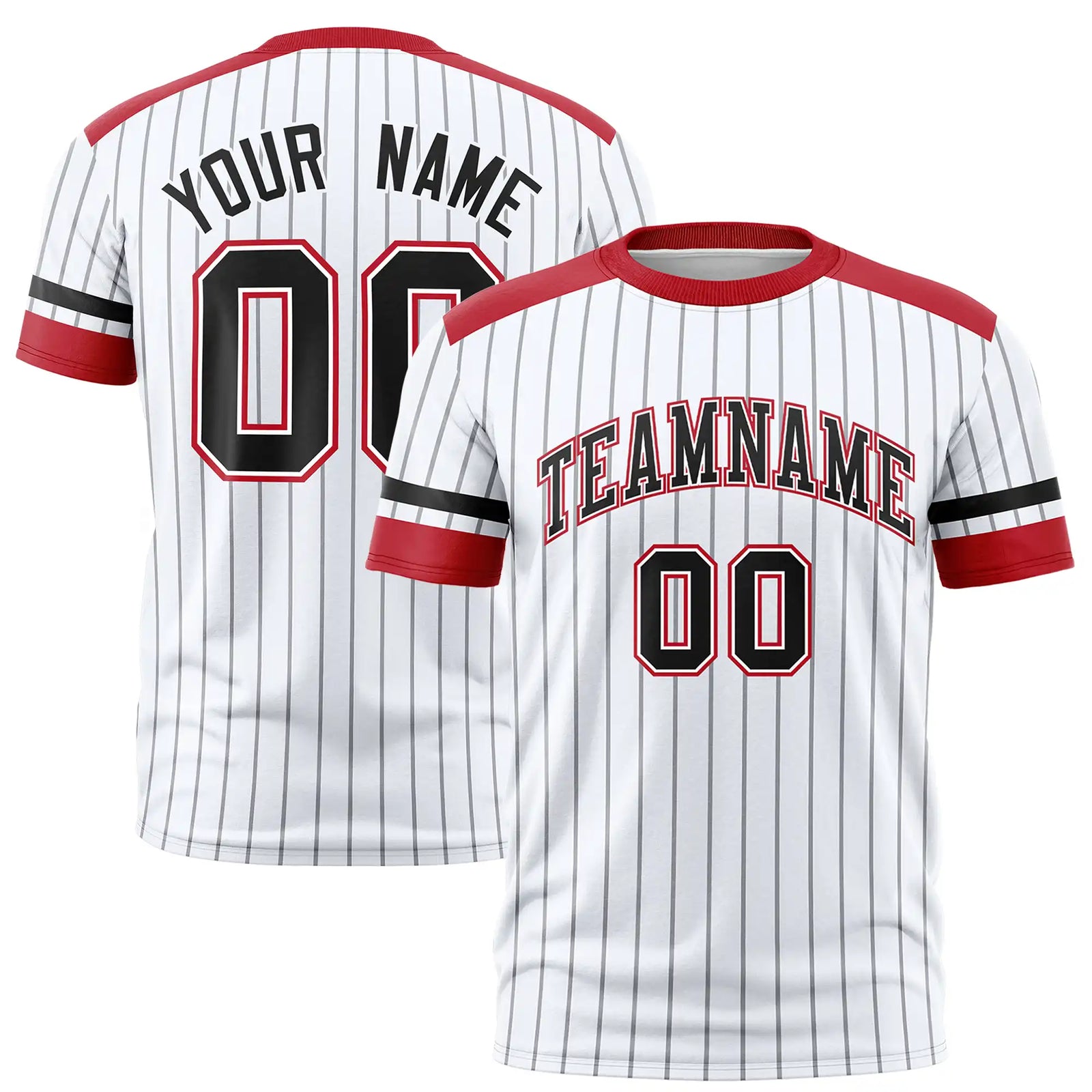 Custom White Gray-Red Pinstripe Pattern Design Performance T-Shirt