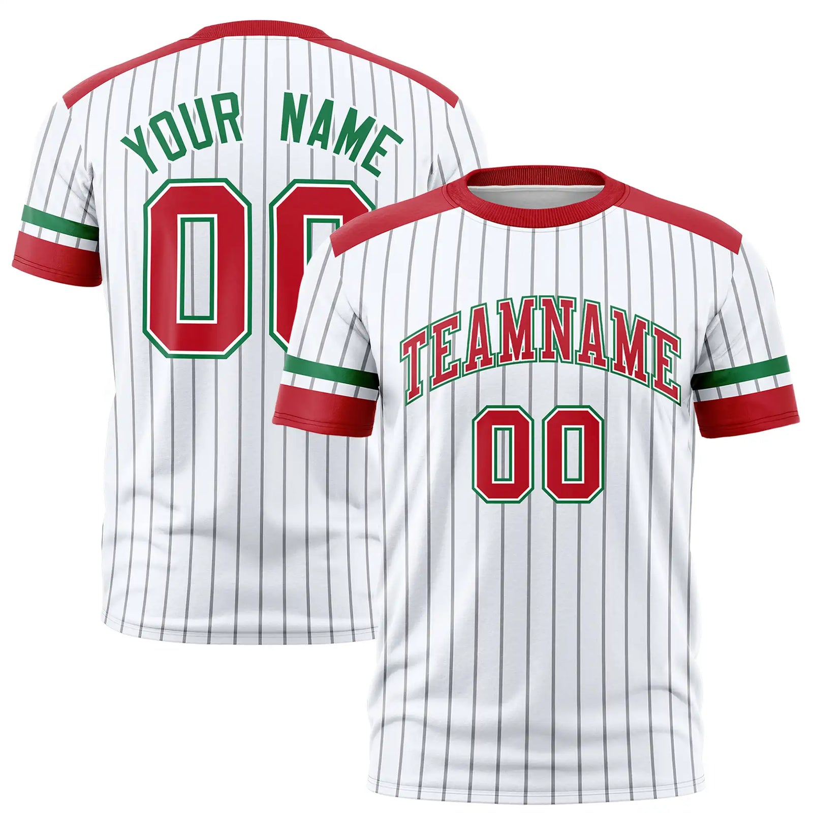 Custom White Gray-Red Pinstripe Pattern Design Performance T-Shirt